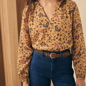Floral Print Yellow Blouse